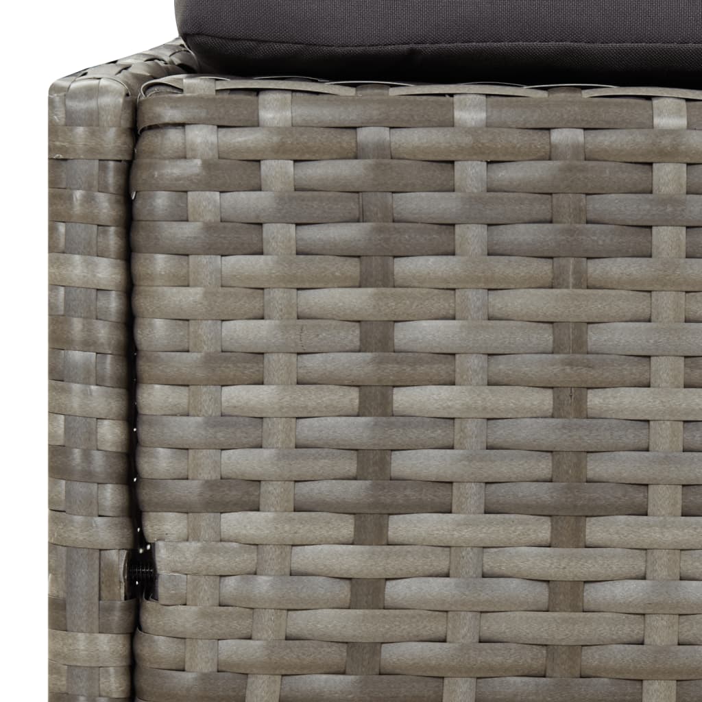 Tumbona con toldo plegable ratán sintético gris 200x114x128 cm