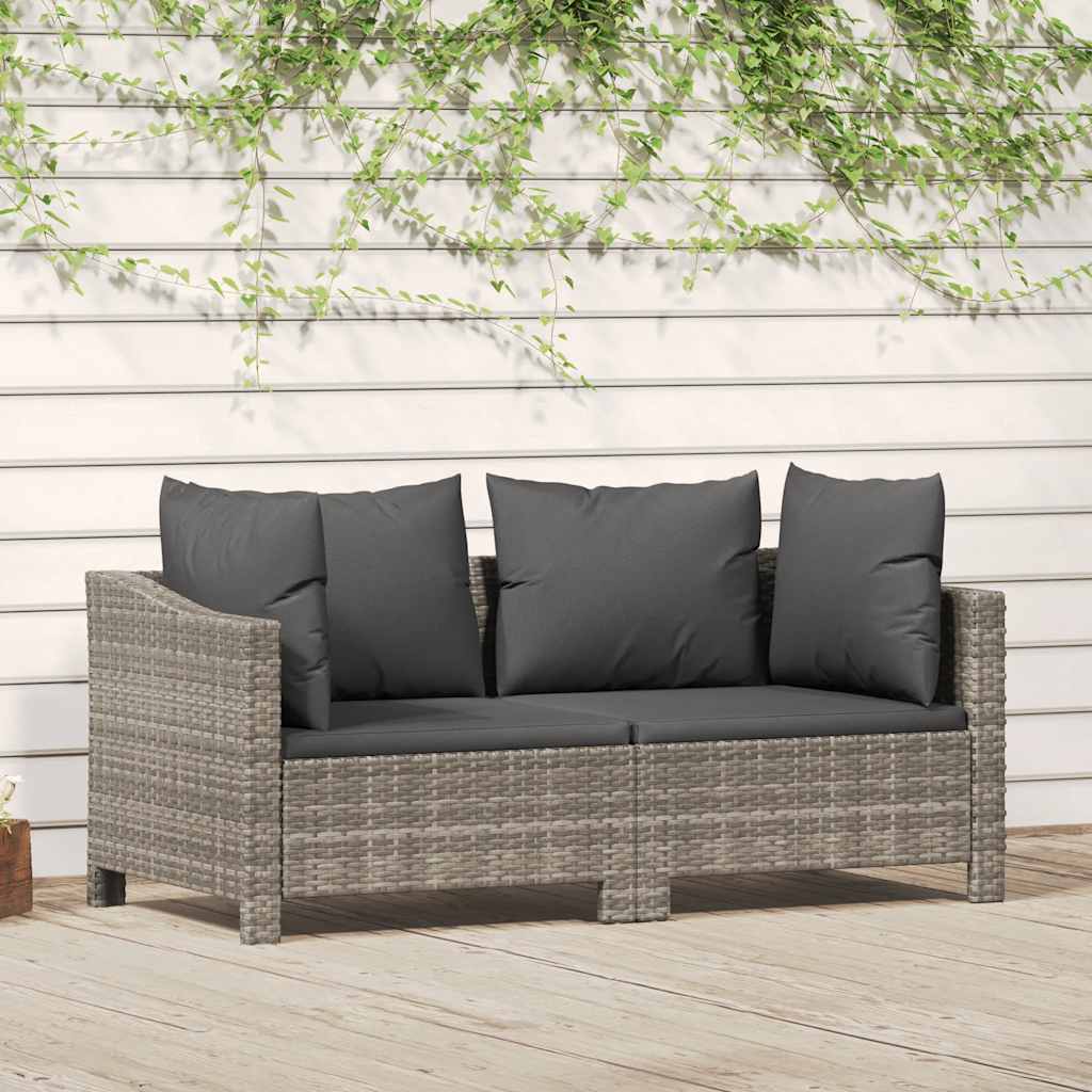 Conjunto de jardín de 2 piezas con cojines de ratán sintético gris