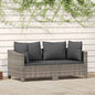 Conjunto de jardim de 2 peças com almofadas de vime sintético cinzento