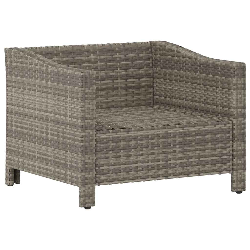 Sillón de jardín con cojín de ratán sintético gris