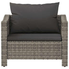 Sillón de jardín con cojín de ratán sintético gris