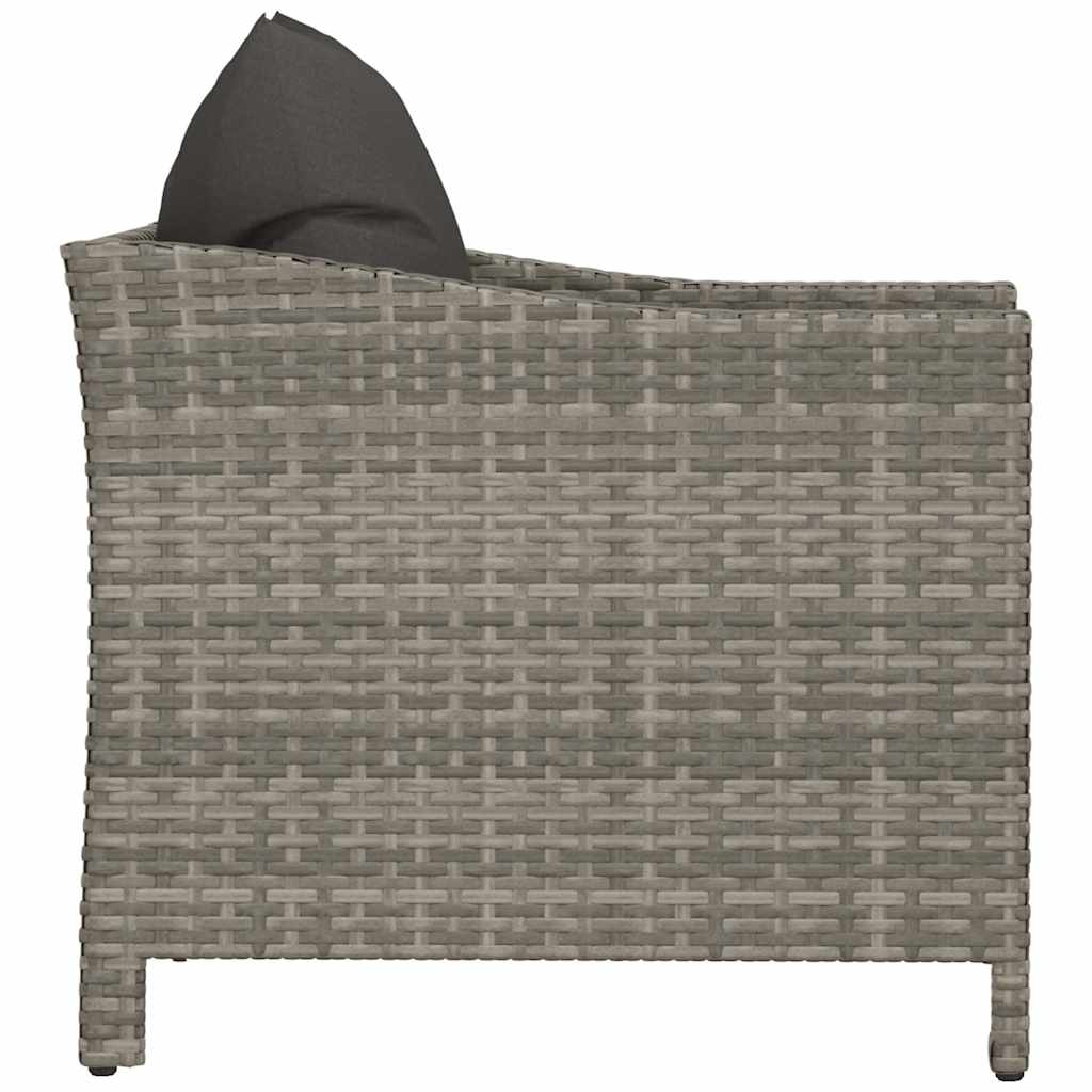 Sillón de jardín con cojín de ratán sintético gris