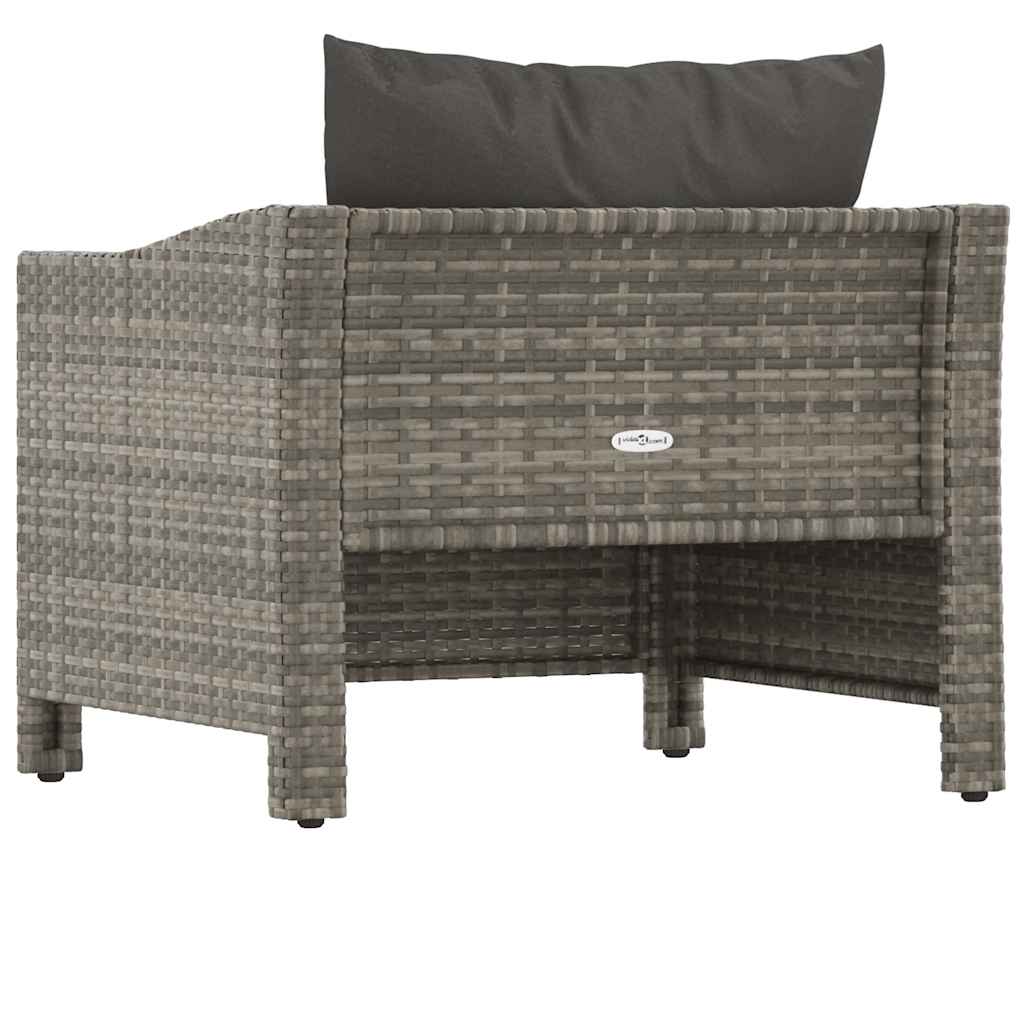 Sillón de jardín con cojín de ratán sintético gris
