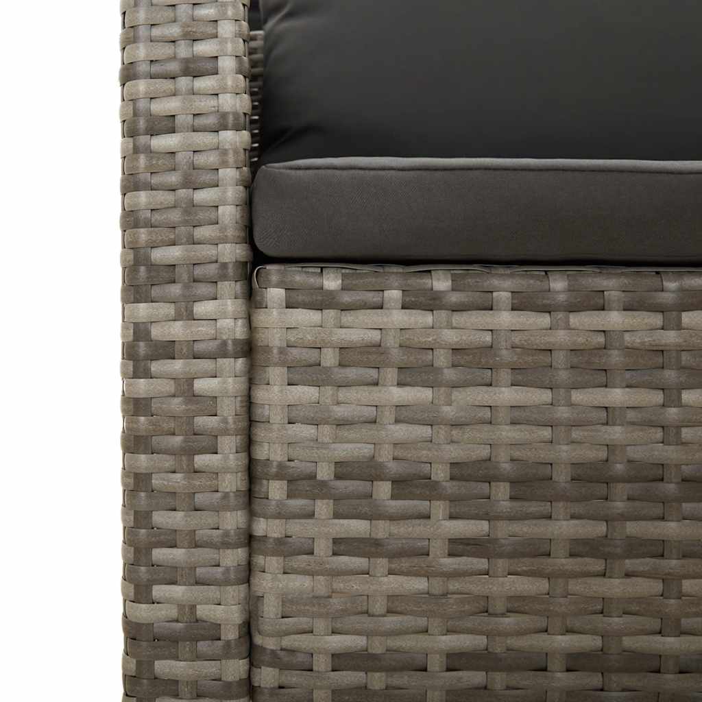Sillón de jardín con cojín de ratán sintético gris