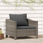 Sillón de jardín con cojín de ratán sintético gris