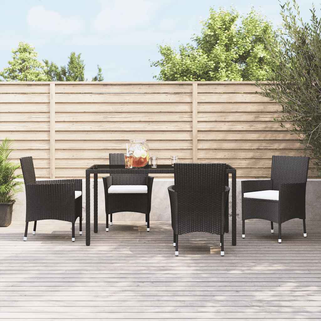 Garden Chairs with Cushions (2 Pack), Black PE Rattan (UK, Ireland, Finland & Norway Only)