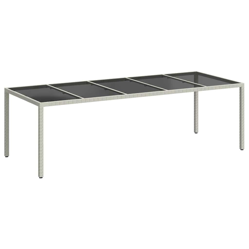 Mesa jardín vidrio templado ratán sintético blanco 250x100x75cm