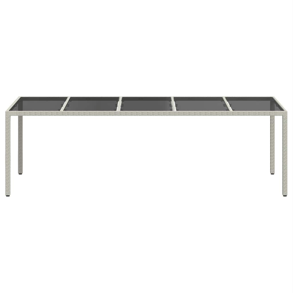 White synthetic rattan tempered glass garden table 250x100x75cm