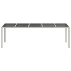 White synthetic rattan tempered glass garden table 250x100x75cm