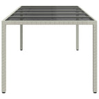 White synthetic rattan tempered glass garden table 250x100x75cm