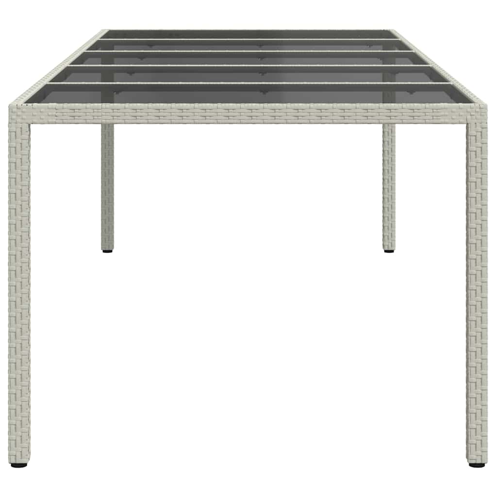 Mesa jardín vidrio templado ratán sintético blanco 250x100x75cm