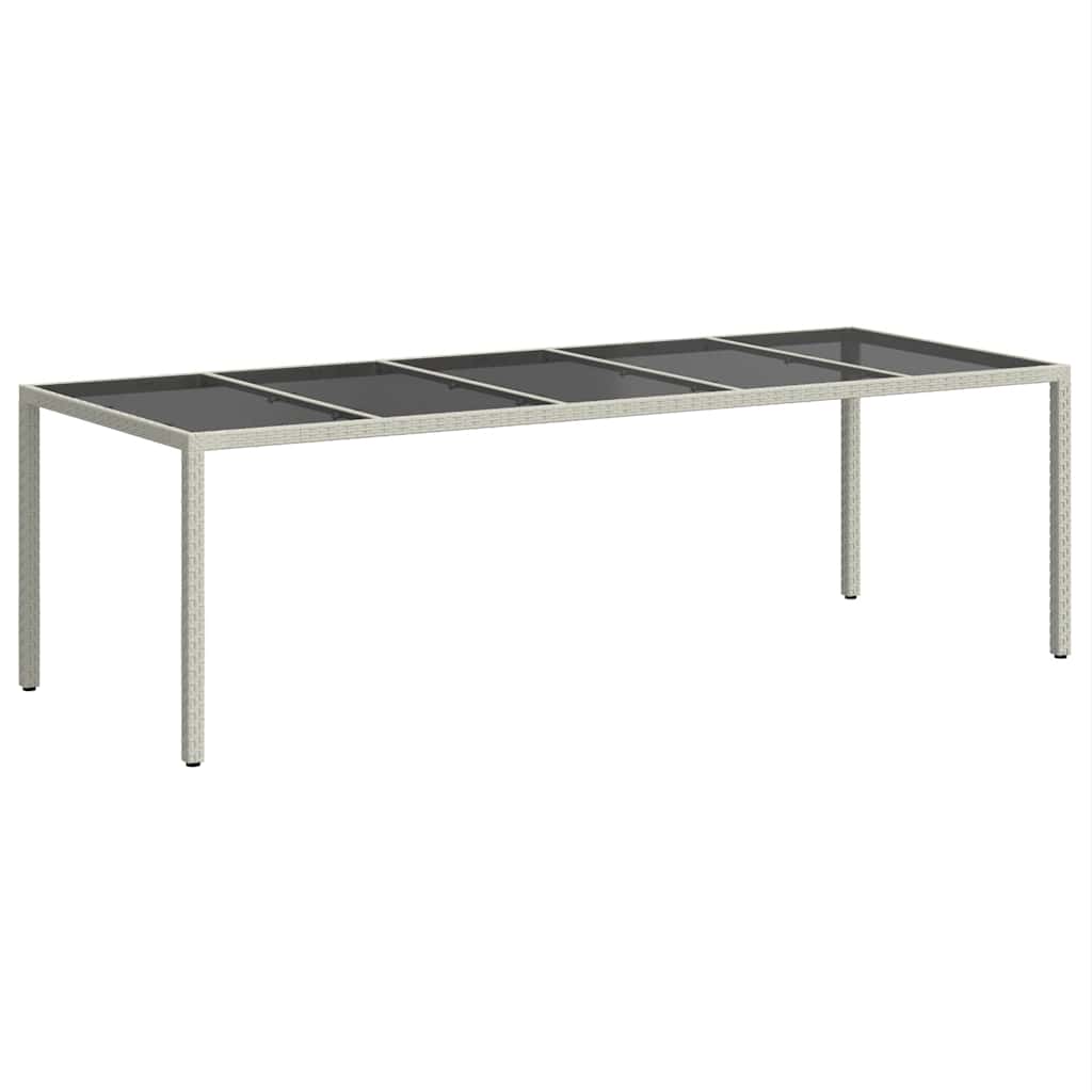 White synthetic rattan tempered glass garden table 250x100x75cm
