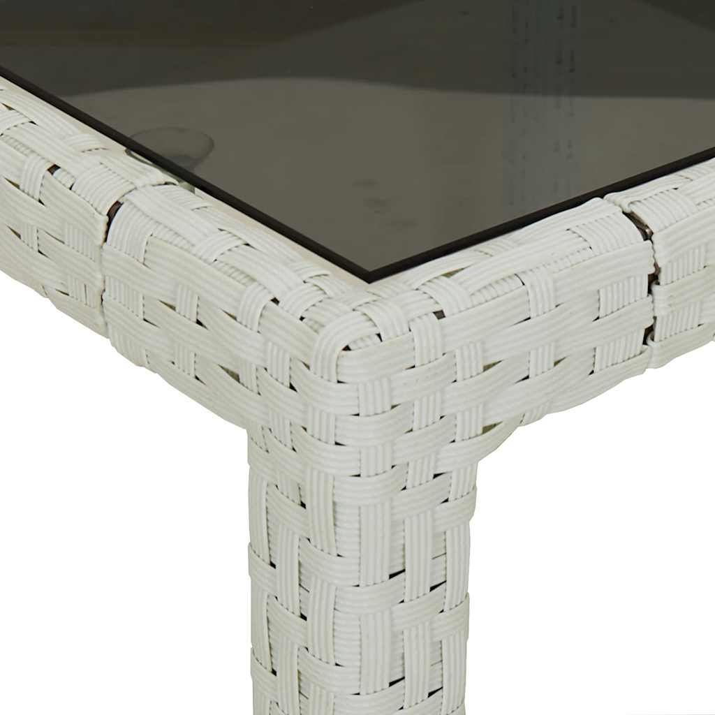 White synthetic rattan tempered glass garden table 250x100x75cm
