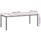 White synthetic rattan tempered glass garden table 250x100x75cm