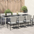 White synthetic rattan tempered glass garden table 250x100x75cm
