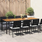 Mesa de Jardín Negro 250 x 100 x 75 cm ratán sintético
