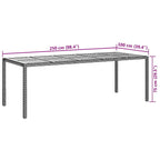 Mesa de Jardín Negro 250 x 100 x 75 cm ratán sintético