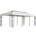 Cenador con doble techo acero blanco 6x3 m