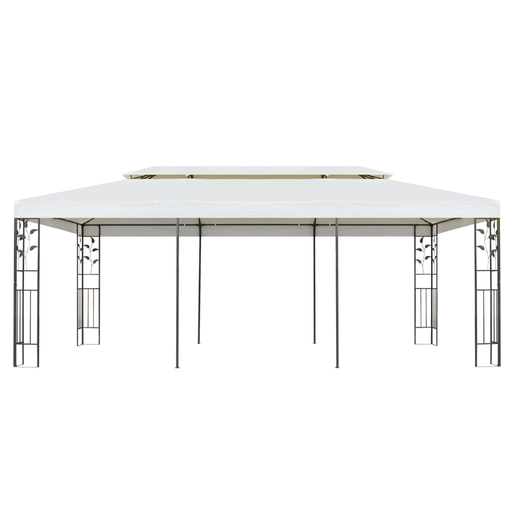 Cenador con doble techo acero blanco 6x3 m