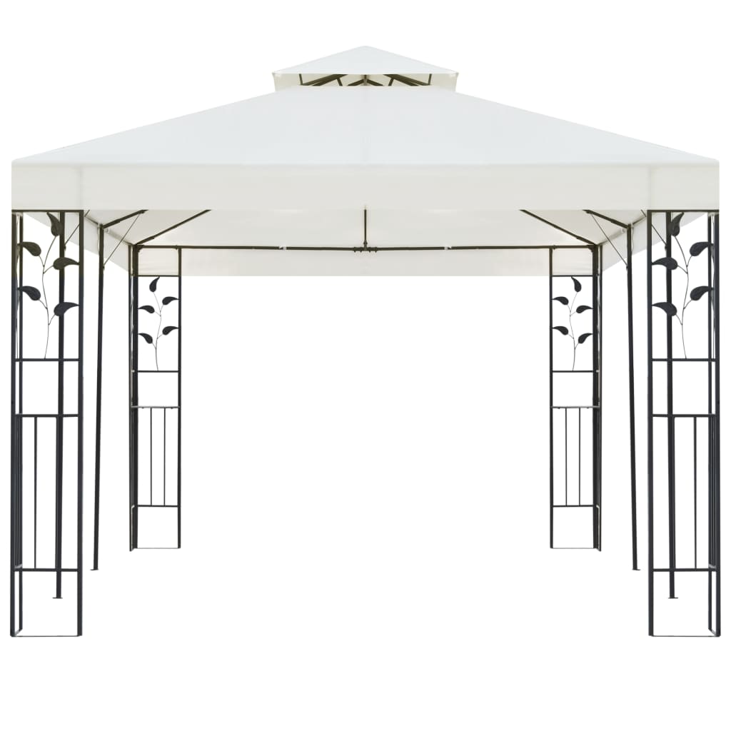 Cenador con doble techo acero blanco 6x3 m