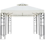 Cenador con doble techo acero blanco 6x3 m