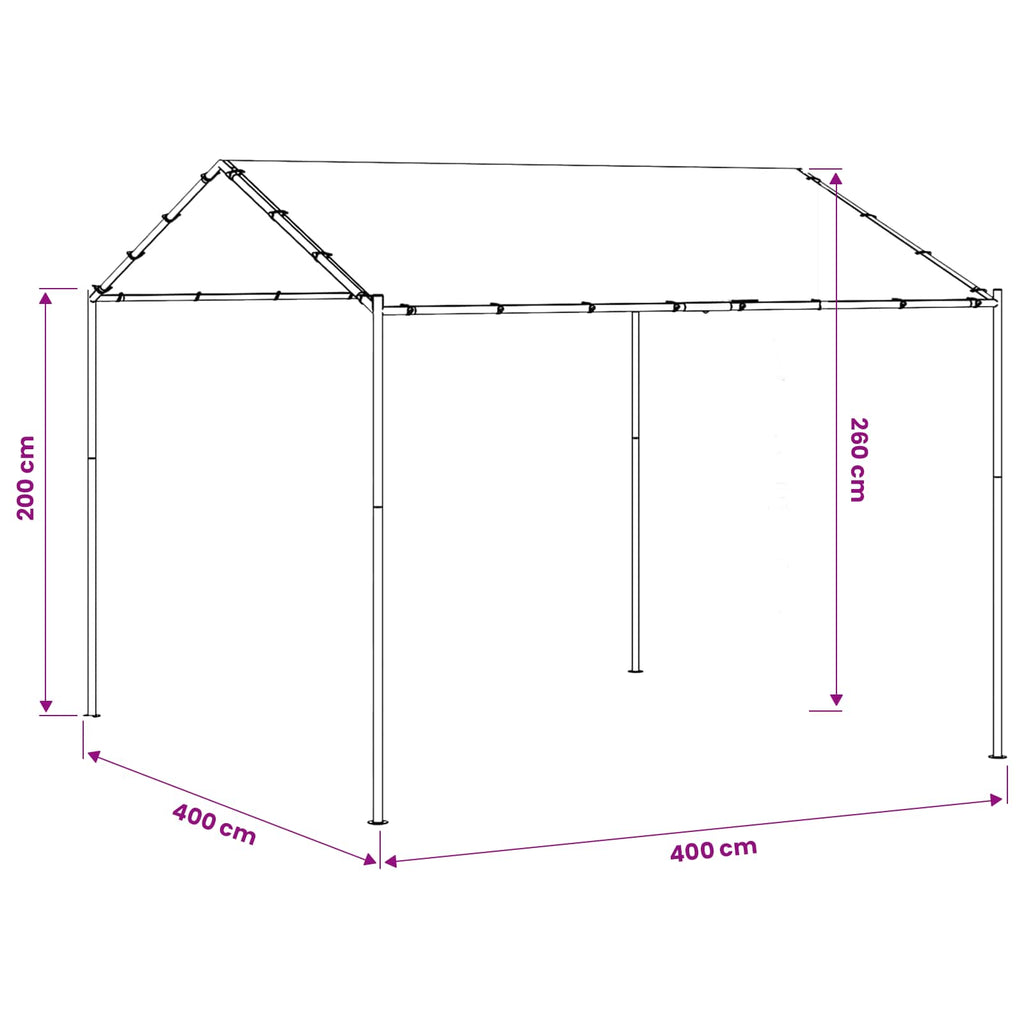 Cenador 4 x 4 x 2,6 m Acero y Poliéster 180 gsm