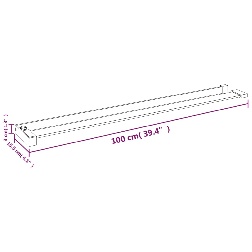 Estante de pared de ducha aluminio cromado 100 cm