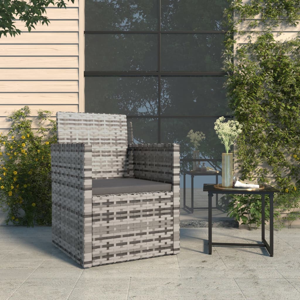 Garden chair with cushion, black synthetic rattan