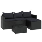 Conjunto de muebles de jardín ratán sintético negro