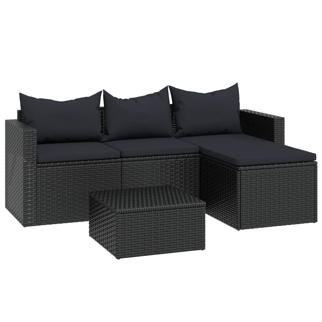 Conjunto de muebles de jardín ratán sintético negro