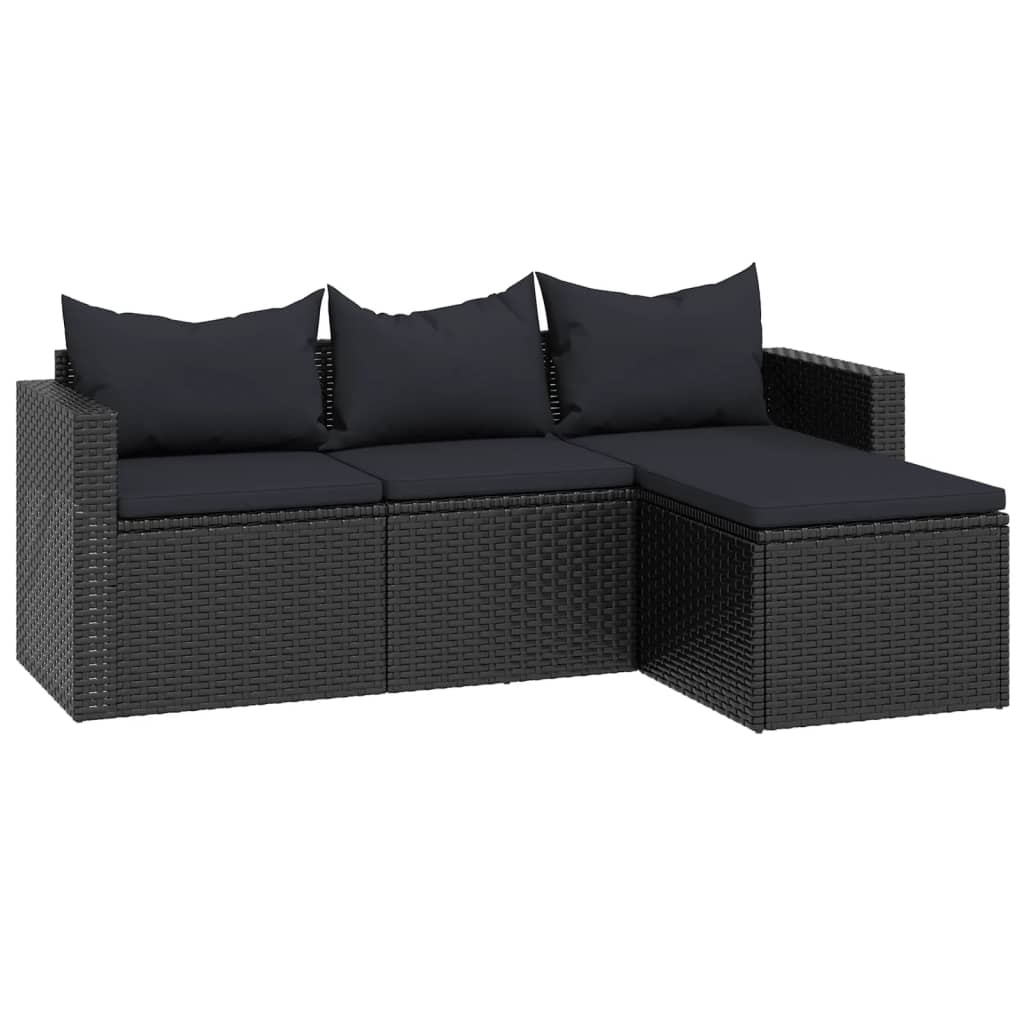 Conjunto de muebles de jardín ratán sintético negro