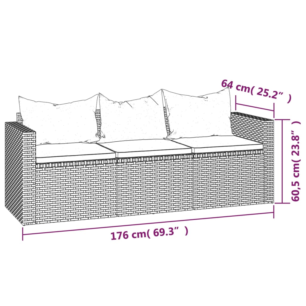 Conjunto de muebles de jardín ratán sintético negro