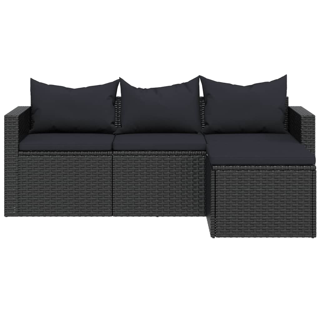 Conjunto de muebles de jardín ratán sintético negro