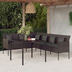 Juego comedor jardín 4 piezas con cojines ratán sintético negro