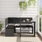 L-shaped garden sofa with table and cushions brown PE rattan