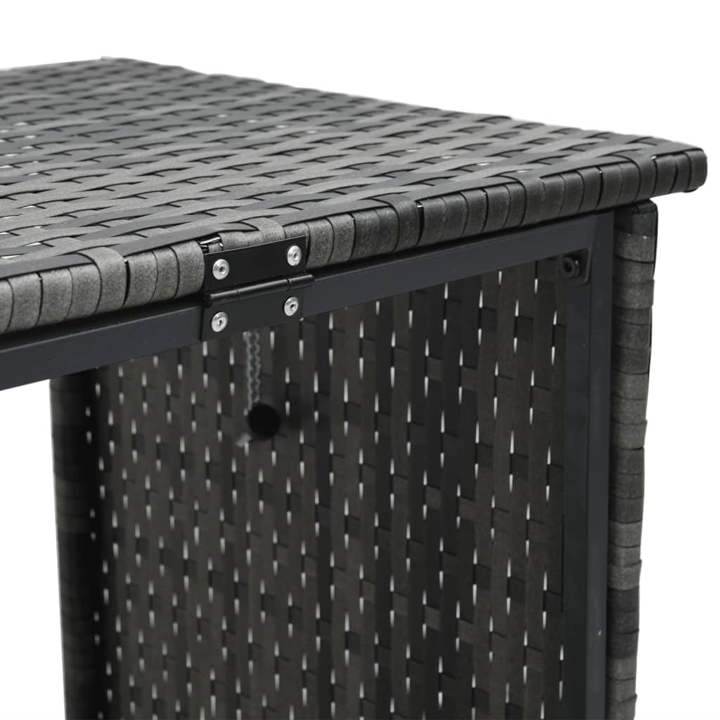 Sofá de jardín en forma de L con mesa y cojines ratán PE gris