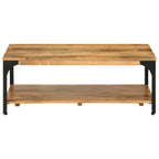 Mesa de centro con 2 alturas acero y madera mango 100x55x38 cm