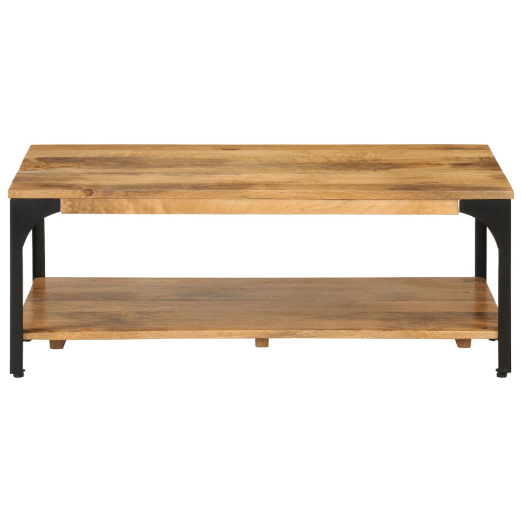 Mesa de centro con 2 alturas acero y madera mango 100x55x38 cm