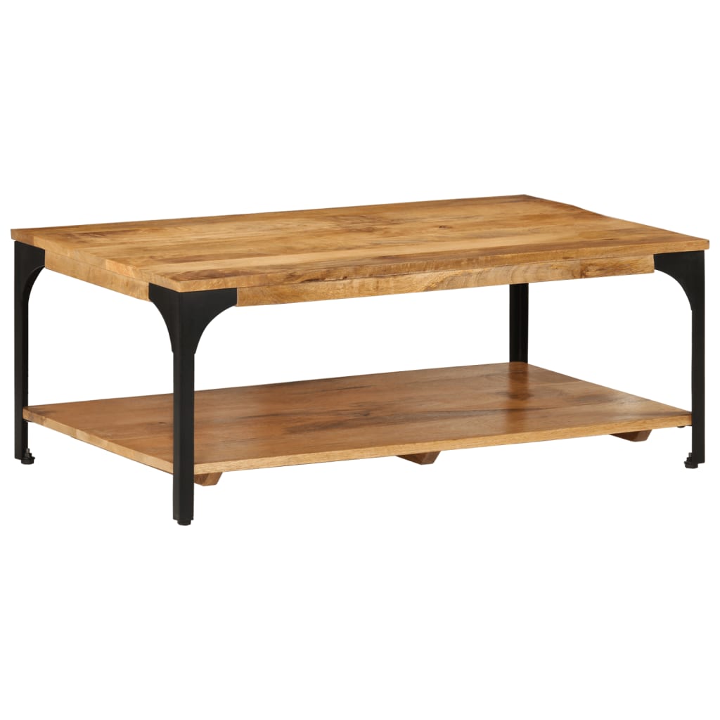 Mesa de centro con 2 alturas acero y madera mango 100x55x38 cm