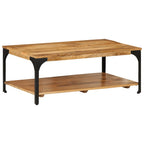 Mesa de centro con 2 alturas acero y madera mango 100x55x38 cm