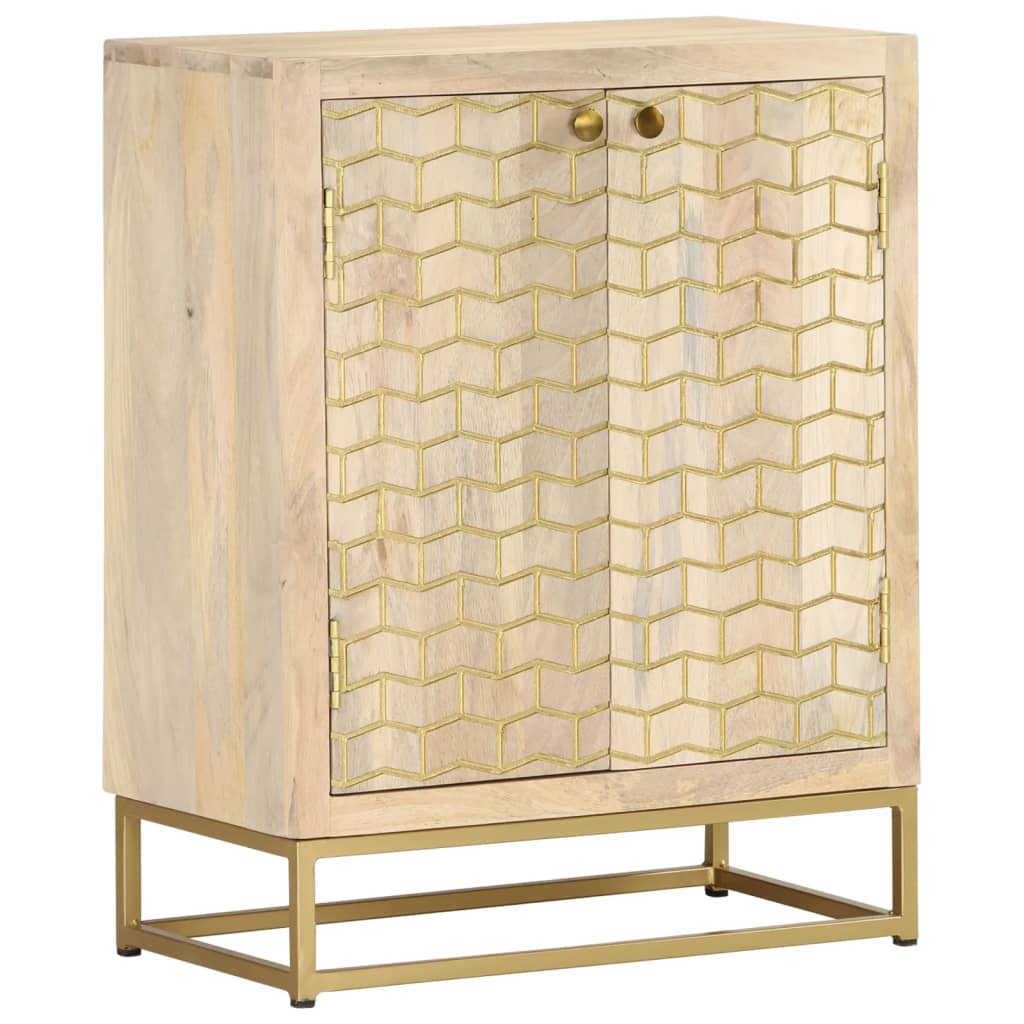 Sideboard with 2 solid mango wood doors 55x30x70 cm