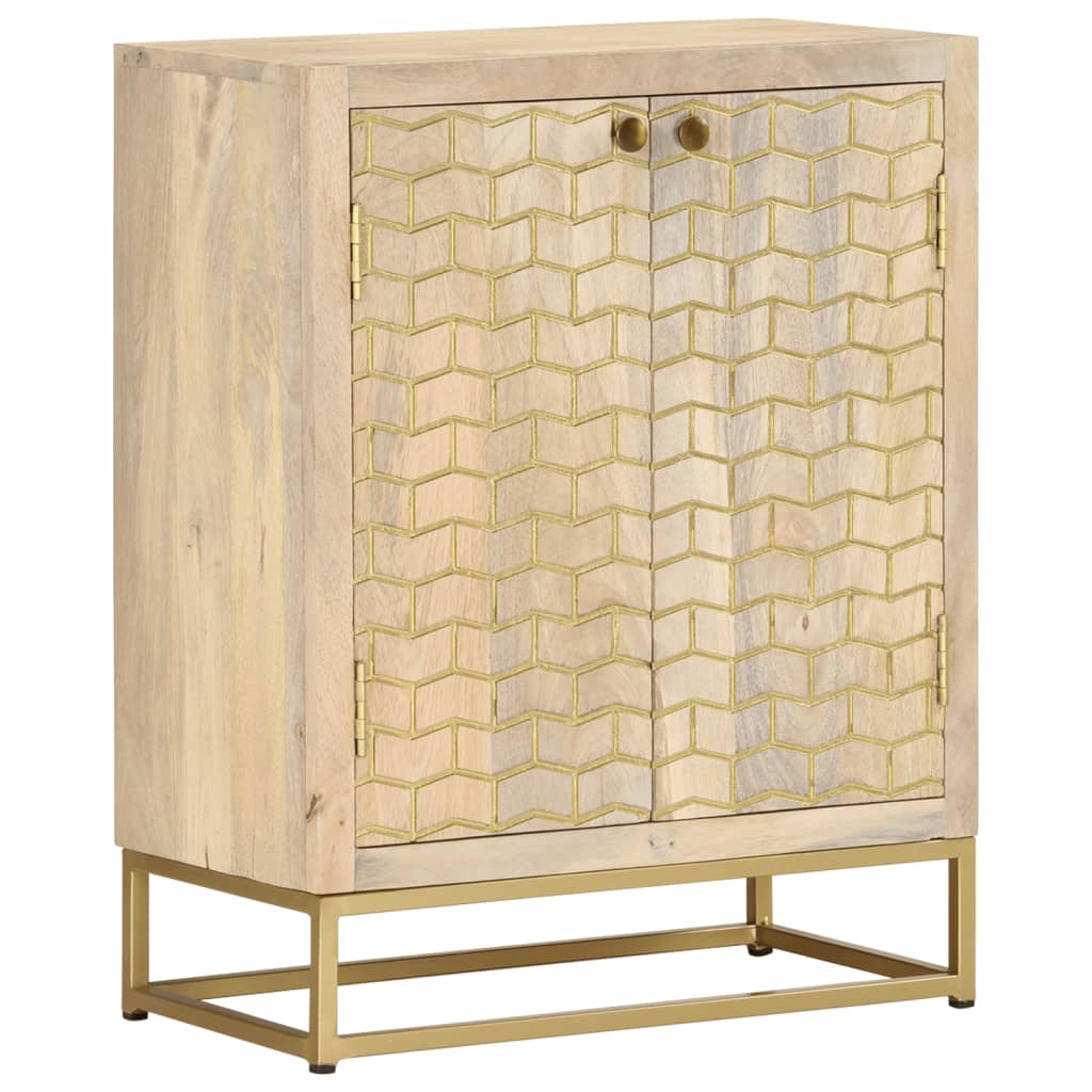 Aparador con 2 puertas madera maciza de mango 55x30x70 cm