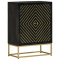 Aparador con 2 cajones hierro y madera maciza mango 53x31x72 cm
