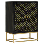 Aparador con 2 cajones hierro y madera maciza mango 53x31x72 cm