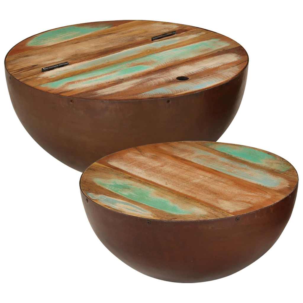 Mesa de centro madera maciza reciclada 100x55x45 cm