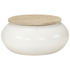 Mesa de centro de madera maciza de mango blanca 51x51x27 cm