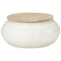 Mesa de centro de madera maciza de mango blanca 51x51x27 cm