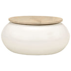 Mesa de centro de madera maciza de mango blanca 51x51x27 cm