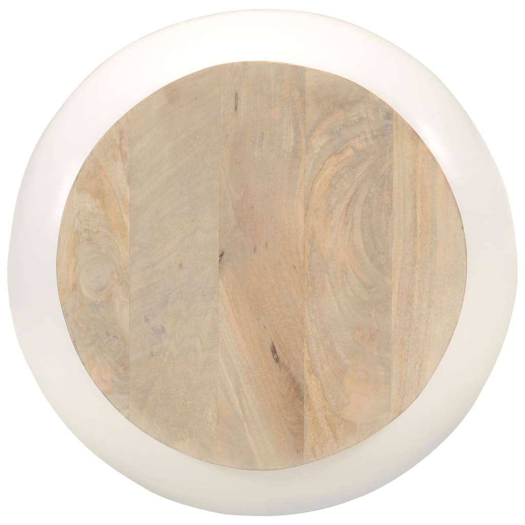 Mesa de centro de madera maciza de mango blanca 51x51x27 cm