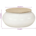 Mesa de centro de madera maciza de mango blanca 51x51x27 cm